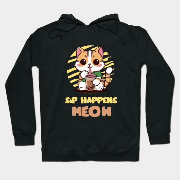 Sip Happens Meow Boba Cat Hoodie by AnimeVision